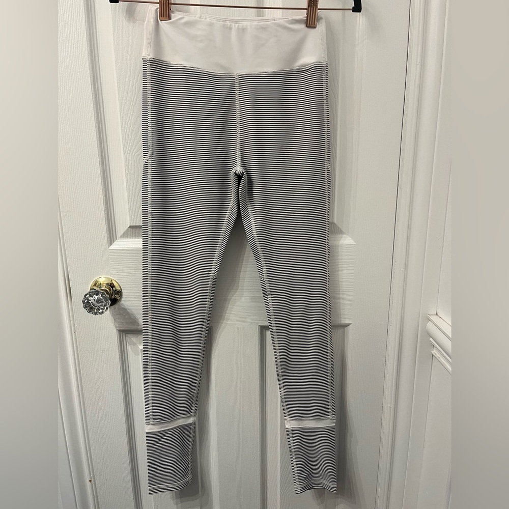 All Fenix-Black and White Striped Leggings